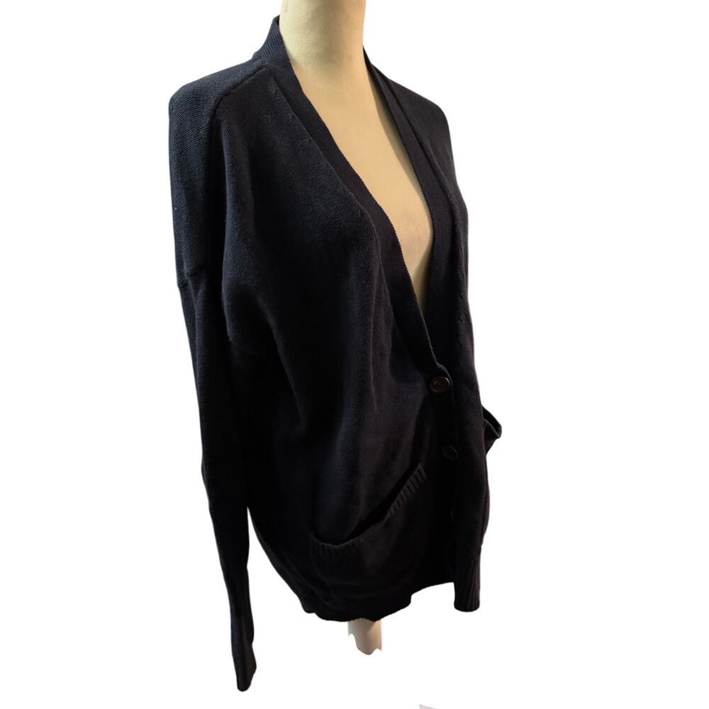 Not Monday Sacha Boyfriend Varsity Cardigan Sweater, Navy, Women's XL - Picture 5 of 6